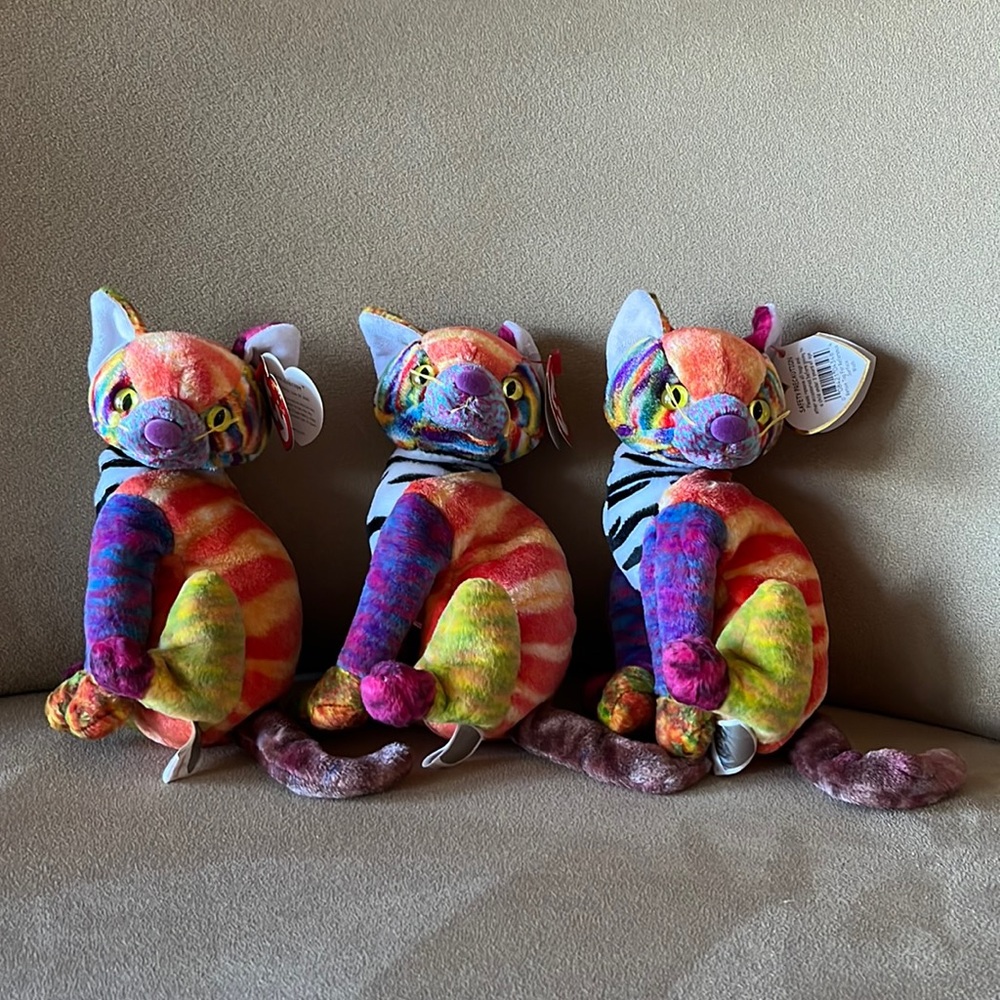 Lot of 3 Ty Beanie Babies Kaleidoscope Cat